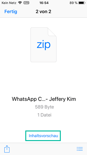Inhaltsvorschau für WhatsApp Chat iPhone