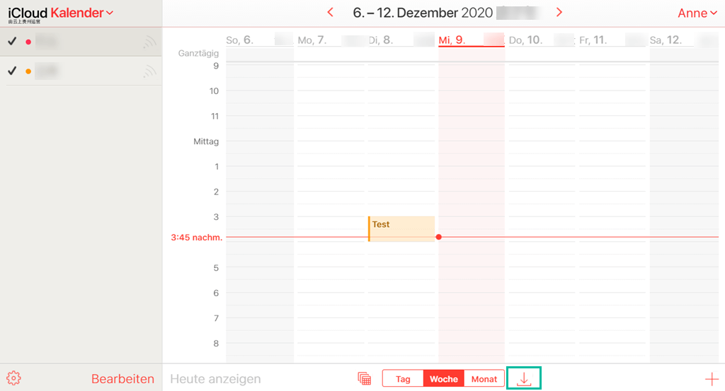 iPhone Kalender exportieren iCloud