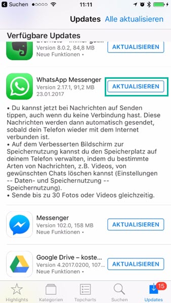 WhatsApp aktualisieren
