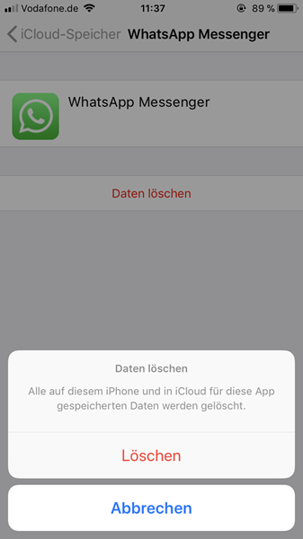 WhatsApp Backup löschen iCloud