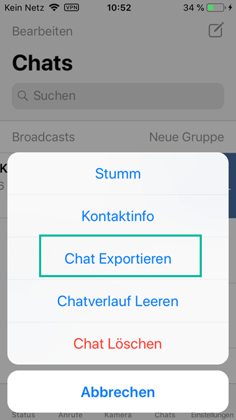 WhatsApp Chat exportieren iPhone