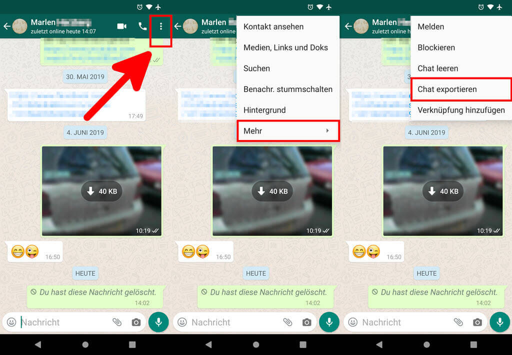WhatsApp Chat exportieren Android