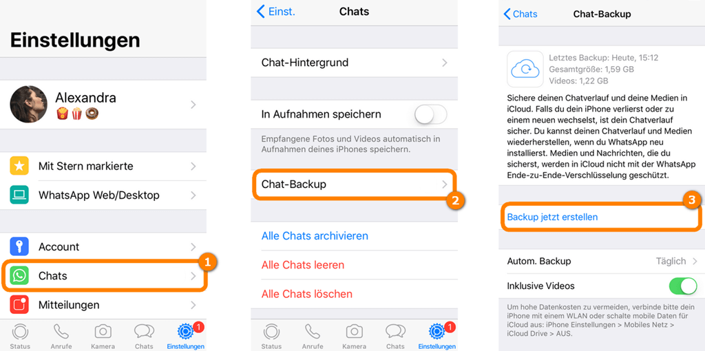 WhatsApp-Chat und Bilder auf iCloud sichern