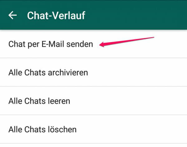 WhatsApp Chats und Nachrichten per Email sichern