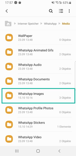 WhatsApp Images Ordner Android