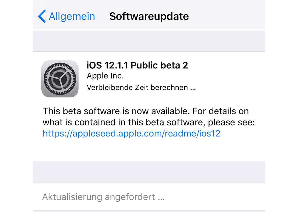 iOS-Aktualisierung angefordert
