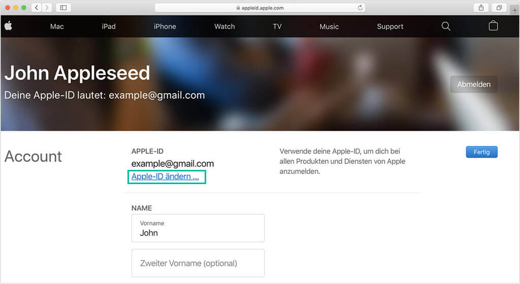 Apple-ID E-Mail ändern