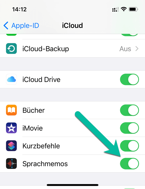 iPhone Sprachmemos synchronisieren iCloud