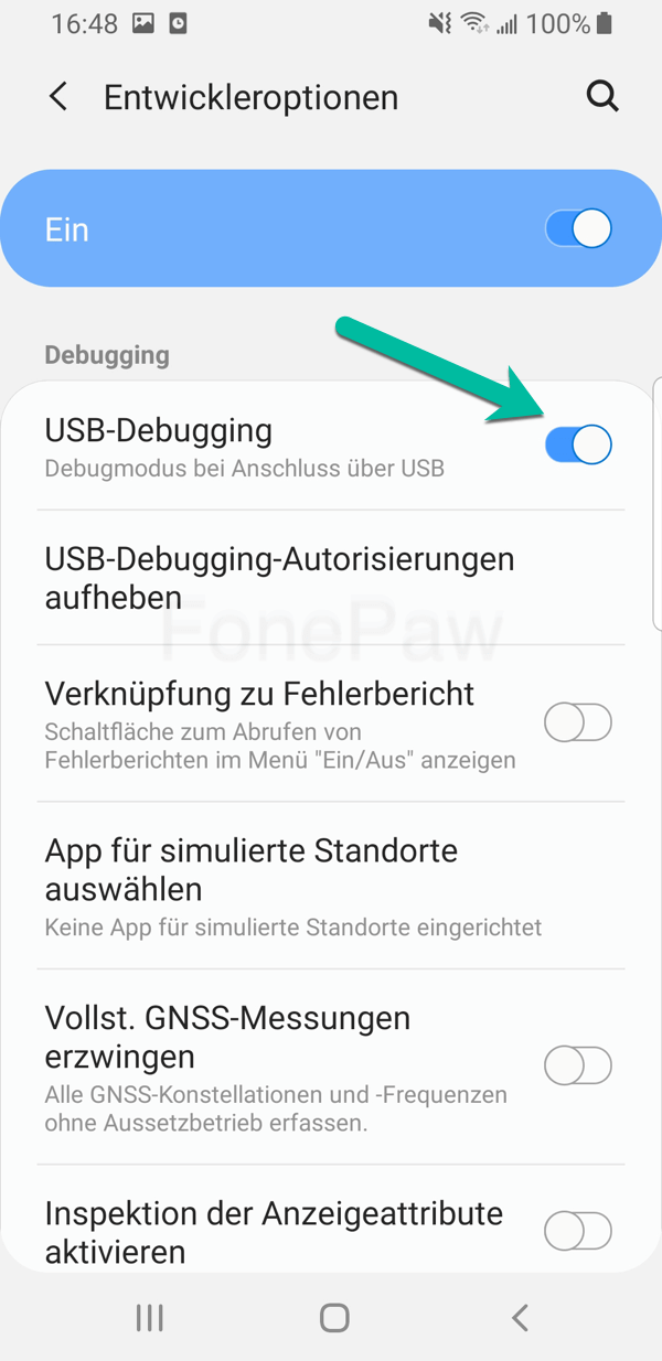 Android USB Debugging deaktivieren