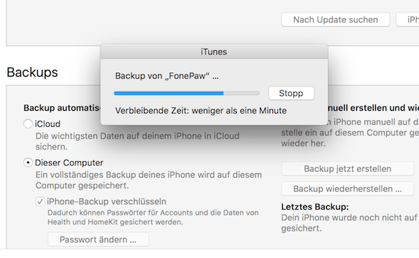 iTunes Backup verschlüsseln