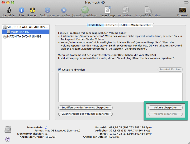 Festplatten-Dienstprogramm auf Mac