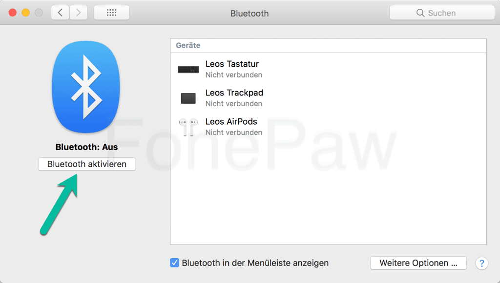 MacBook Bluetooth einschalten