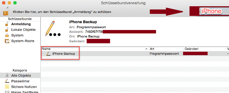 iPhone Backup Verschlüsselverwaltung
