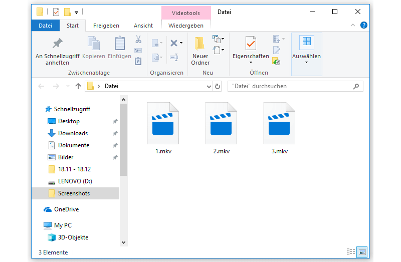 MKV-Dateien in Windows 10