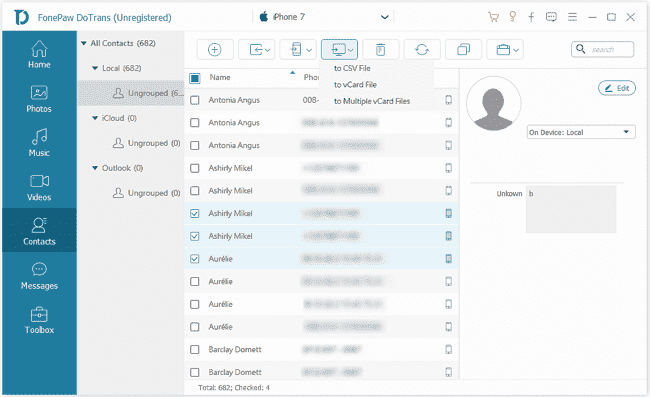 Export Contacts from iPhone to CSV Files