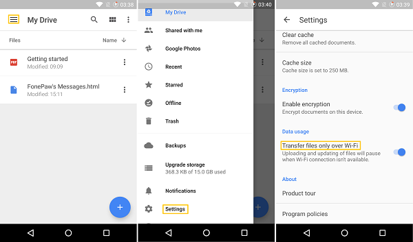 Google Drive Backup with Wi-Fi Only