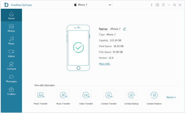The Homepage of FonePaw iOS Transfer