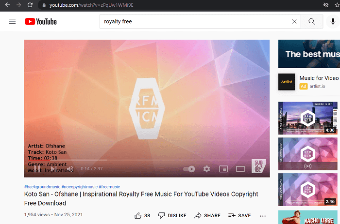 Copy YouTube Music URL