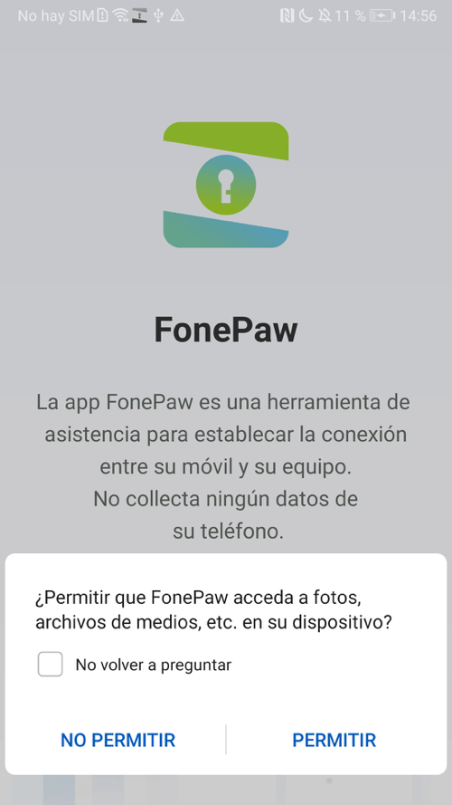 Permitir el acceso a datos para la aplicación FonePaw
