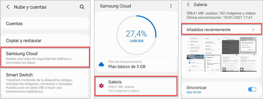 Recuperar fotos borradas en Samsung Cloud