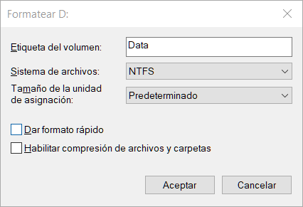 convertir formato de RAW a NTFS