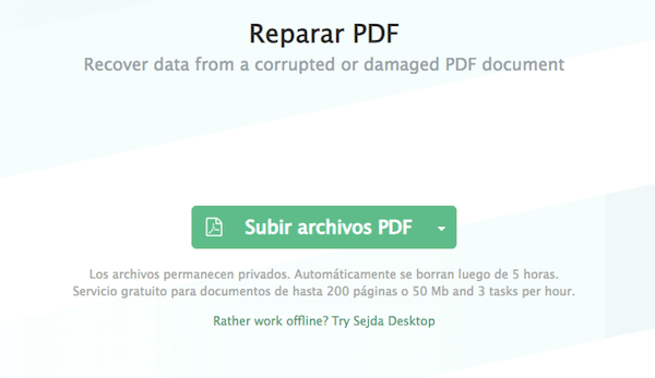 reparar los archivos PDF en línea