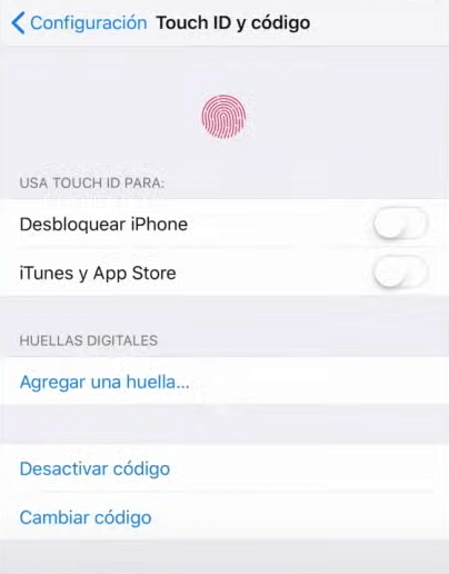 Cambiar Touch ID en iPhone