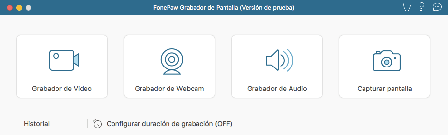 Interfaz de FonePaw Grabador de Pantalla en Mac