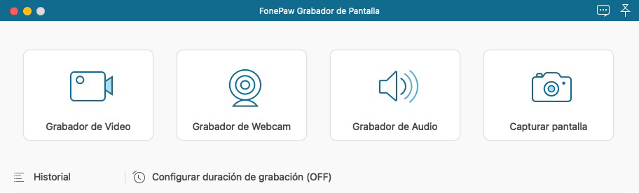 Interfaz principal de FonePaw Grabador de Pantalla Mac