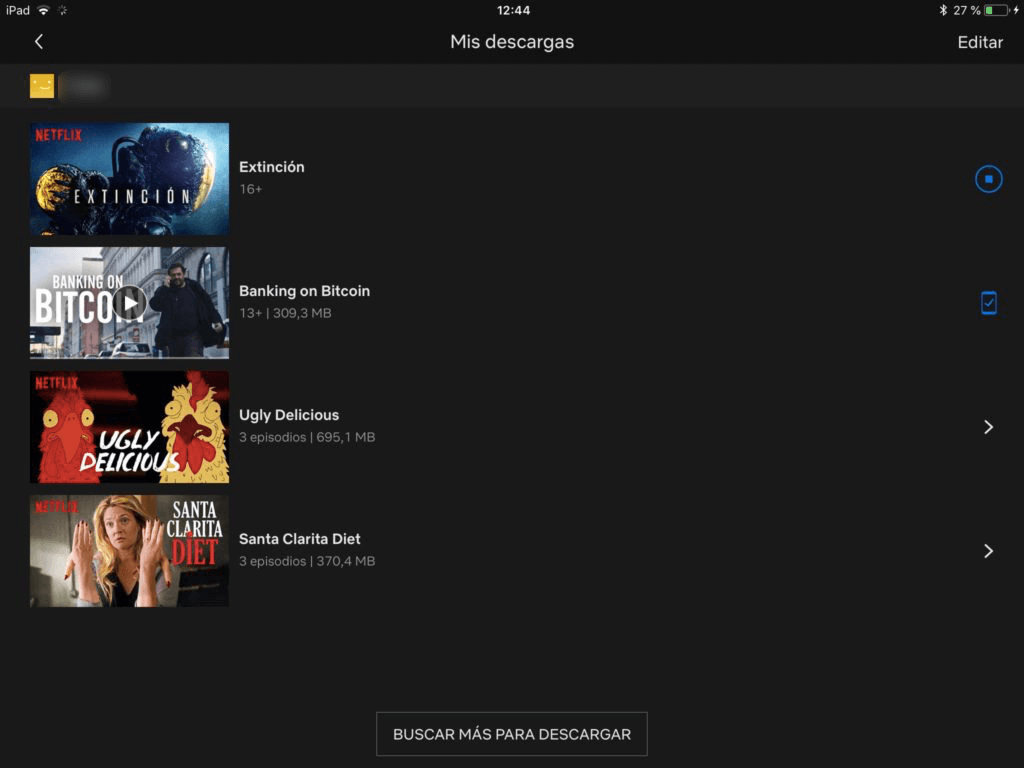 mis descargas de Netflix en iPad