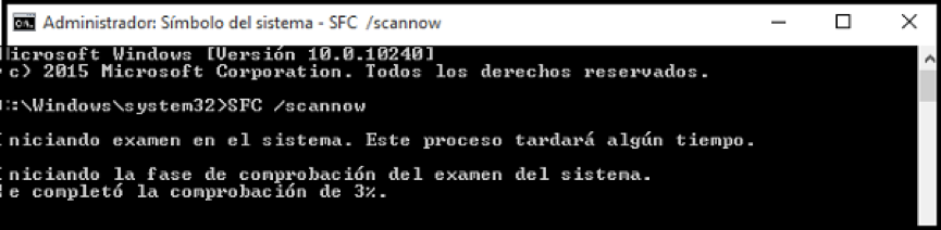 símbolo del sistema SFC/scannow en Windows