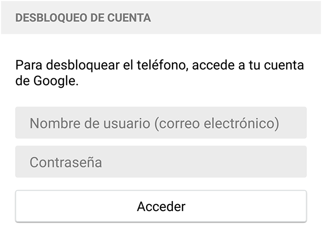 desbloqueo Android con cuenta Google