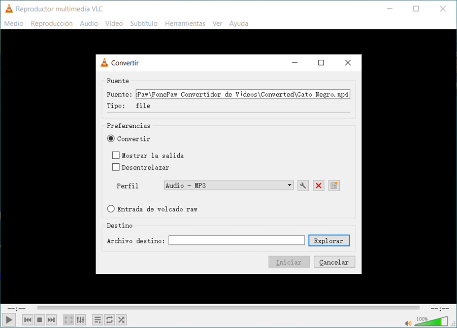 Convertir videos de MP4 a MP3 en VLC