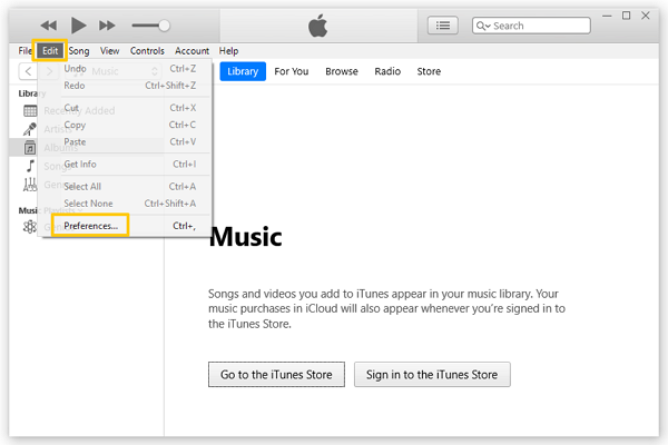 iTunes Editar Preferencias