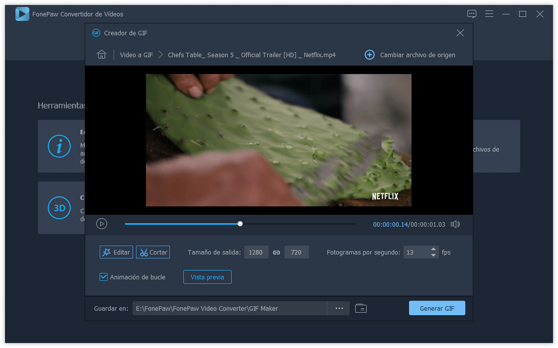 Crear un GIF desde el video