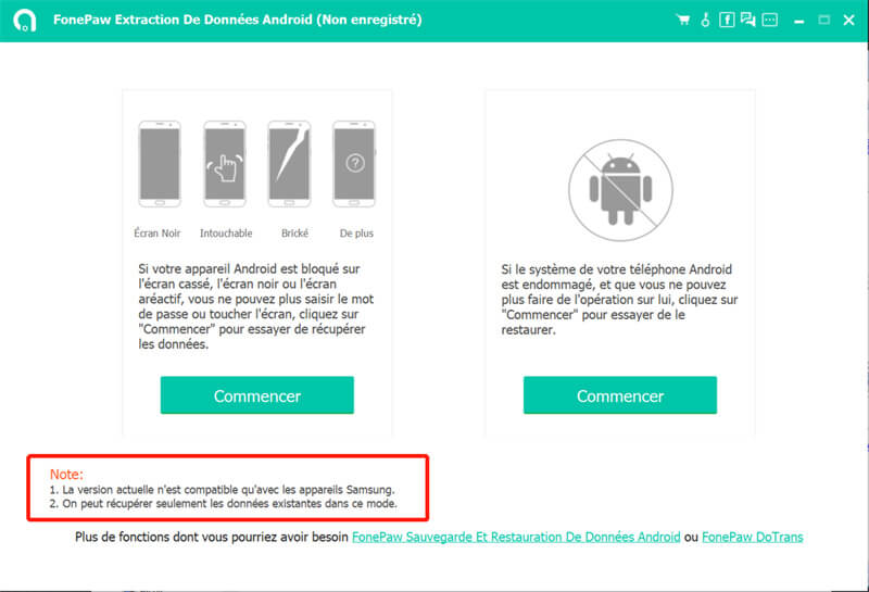 Lancez FonePaw Extraction De Données Android
