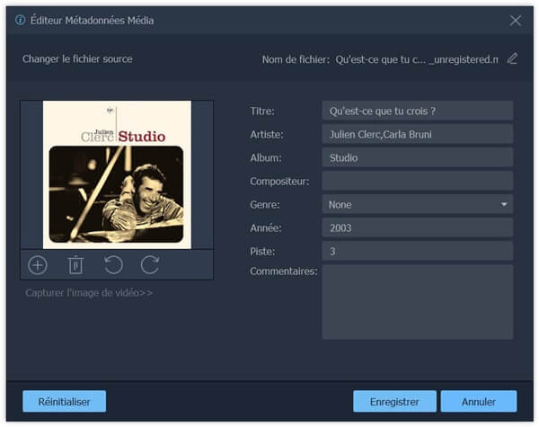 Modifier les métadonnées de l'audio MP3