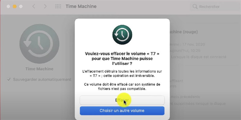 Activer la sauvegarde de Time Machine
