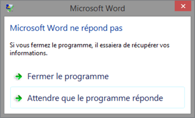 Microsoft Word ne répond pas