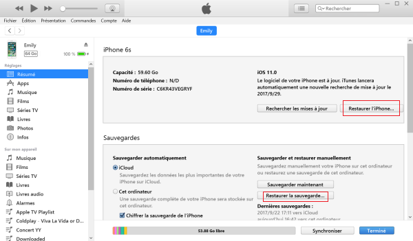 débloquer un iPhone désactivé avec iTunes