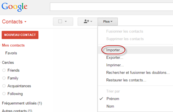 importer contacts gmail