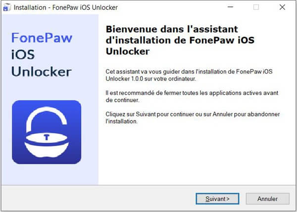 installer le logiciel FonePaw iOS Unlocker