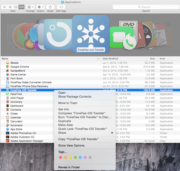 désinstaller FonePaw Transfert iOS (Mac)