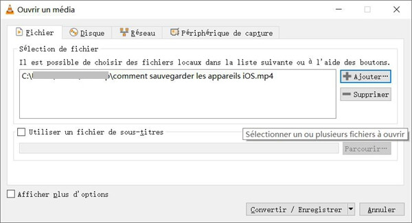 Ajouter des fichiers dans VLC