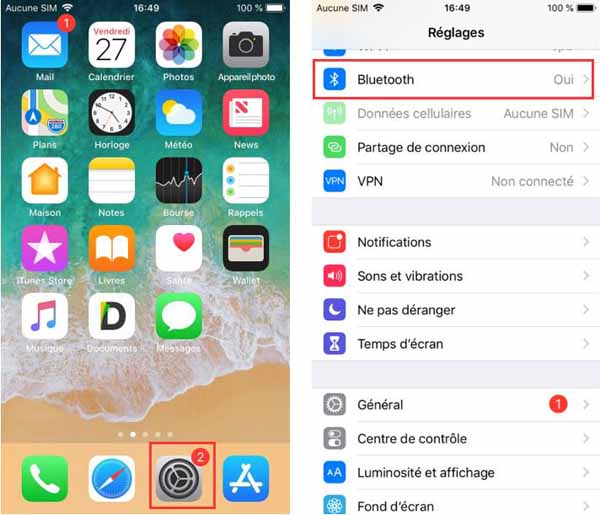 Activez le Wi-Fi et le Bluetooth sur votre iPhone
