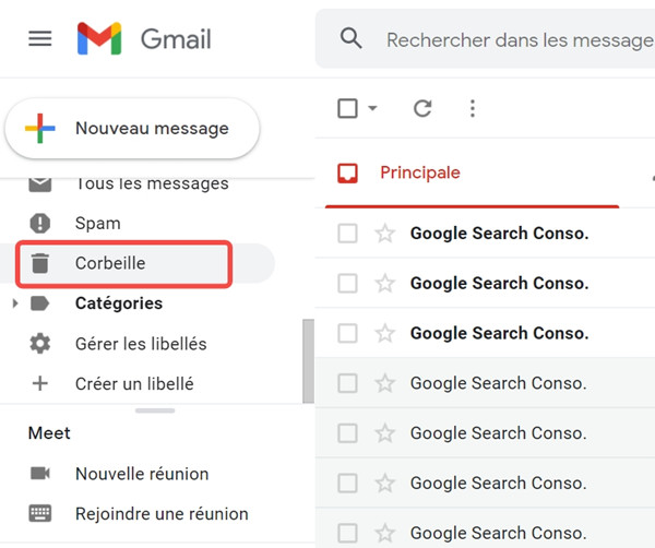 Corbeille de Gmail