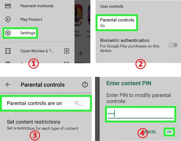 Désactiver la restriction de Google Play avec PIN
