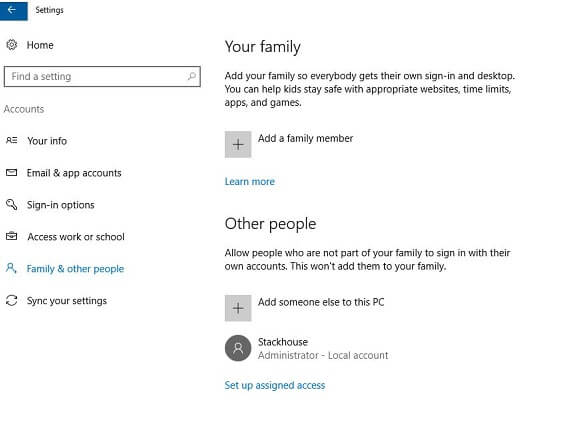 Enlever le contrôle parental sur Windows 10
