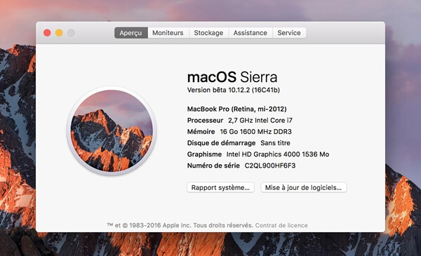  Rapport système… sur Mac