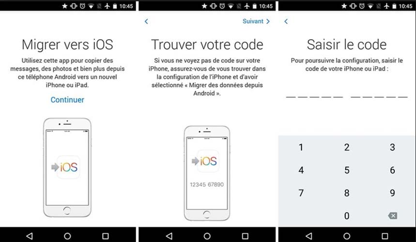 Transférer le contact Android vers iPhone via « Migrer vers iOS »